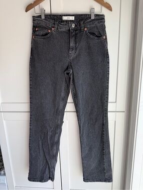 MNG Mango High-Rise Straight Leg Jeans Black Size 6